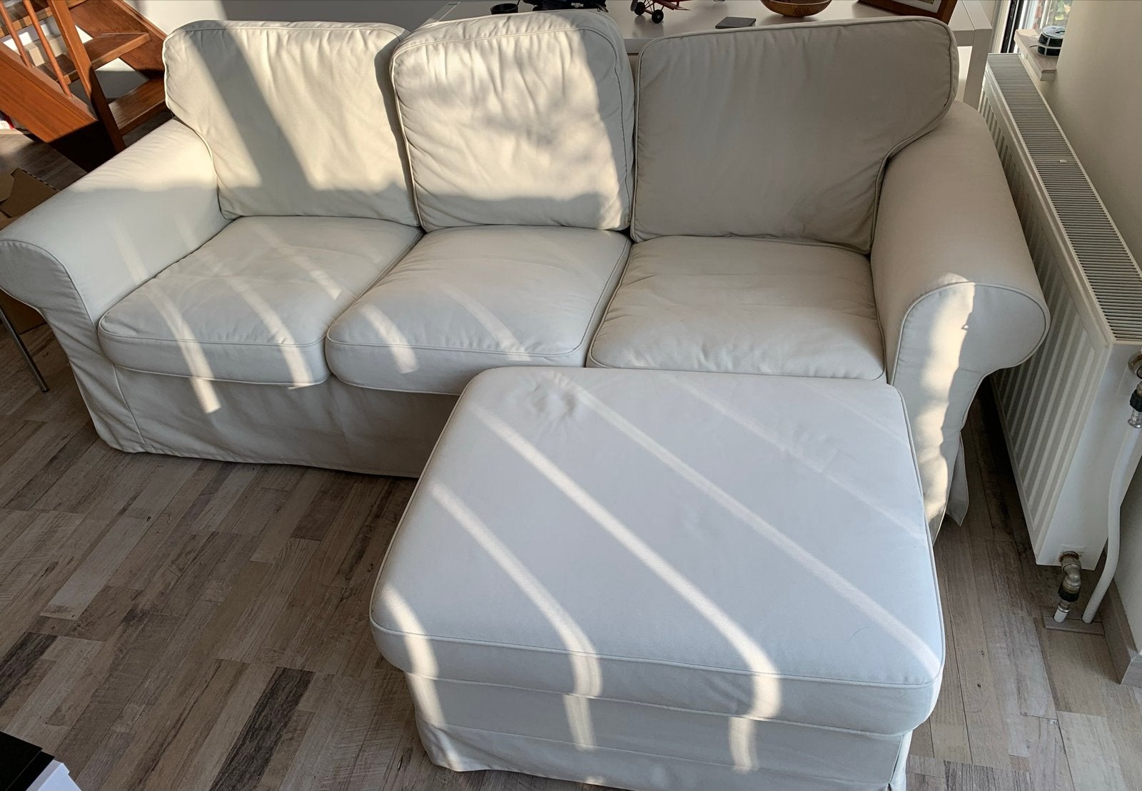 Bankhoes voor IKEA Ektorp 3-zitsbank met poef, Ophalen, Gebruikt, Driepersoons, 75 tot 100 cm