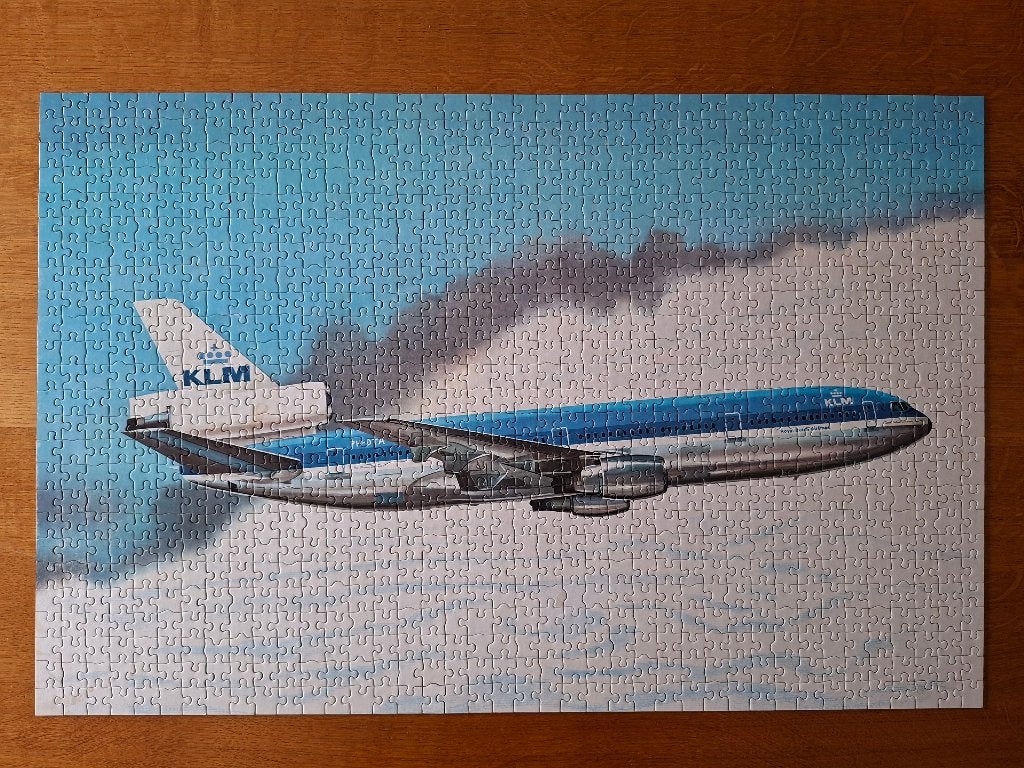 Puzzel - KLM Douglas DC-10-30., Ophalen of Verzenden, 500 t/m 1500 stukjes, Gebruikt, Legpuzzel