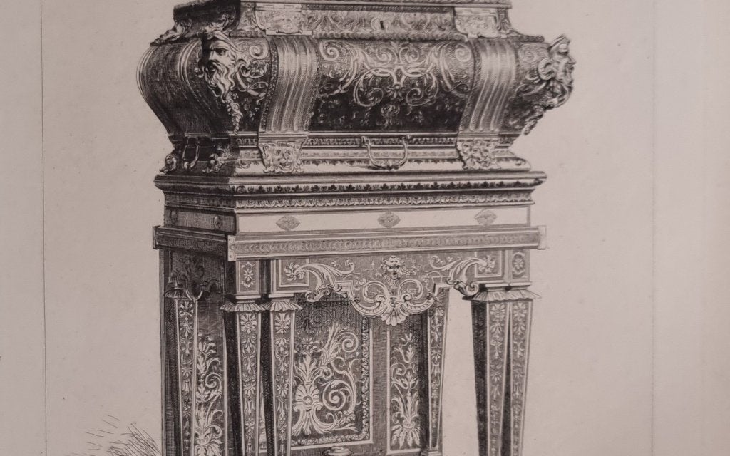 Ets Coffret de mariage Boulle - L. Gaucherel, ca. 1880, Ophalen, 1800 - 1899, Ets, Met tekst