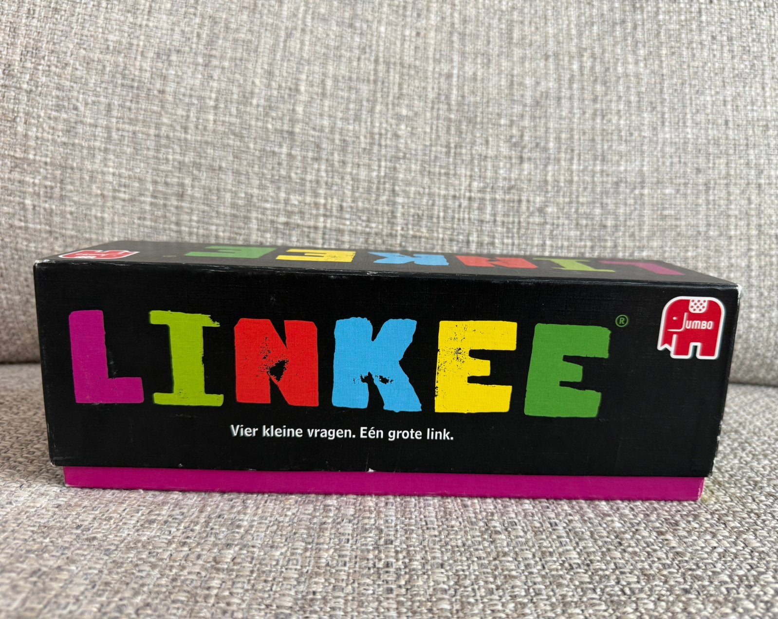 Te koop: Spel Linkee - Vier kleine vragen, één grote link., Hobby en Vrije tijd, Gezelschapsspellen | Kaartspellen, Vijf spelers of meer