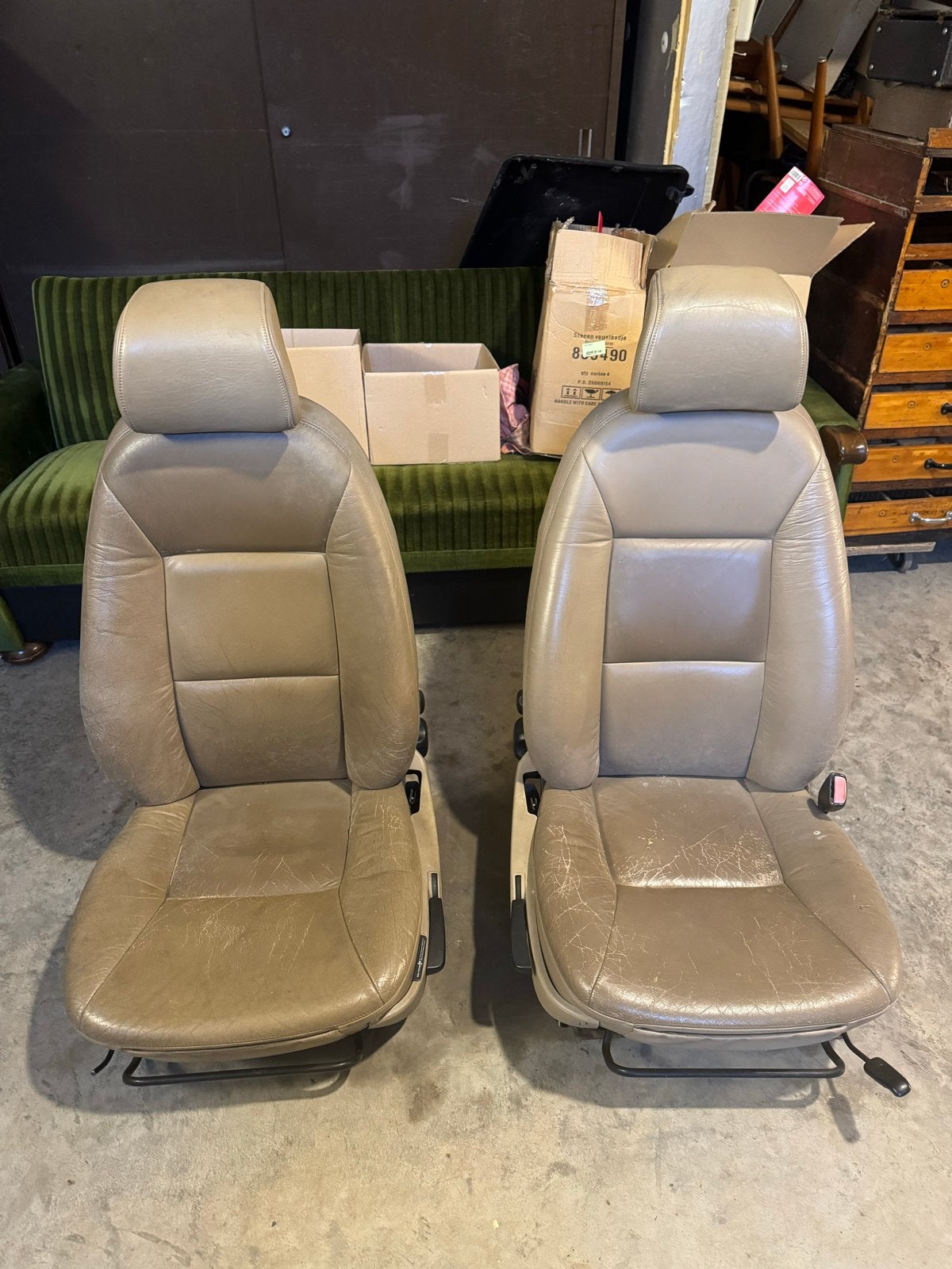Saab stoelen - Beige lederen interieur, Auto-onderdelen, Interieur en Bekleding, Ophalen, Gebruikt, Saab