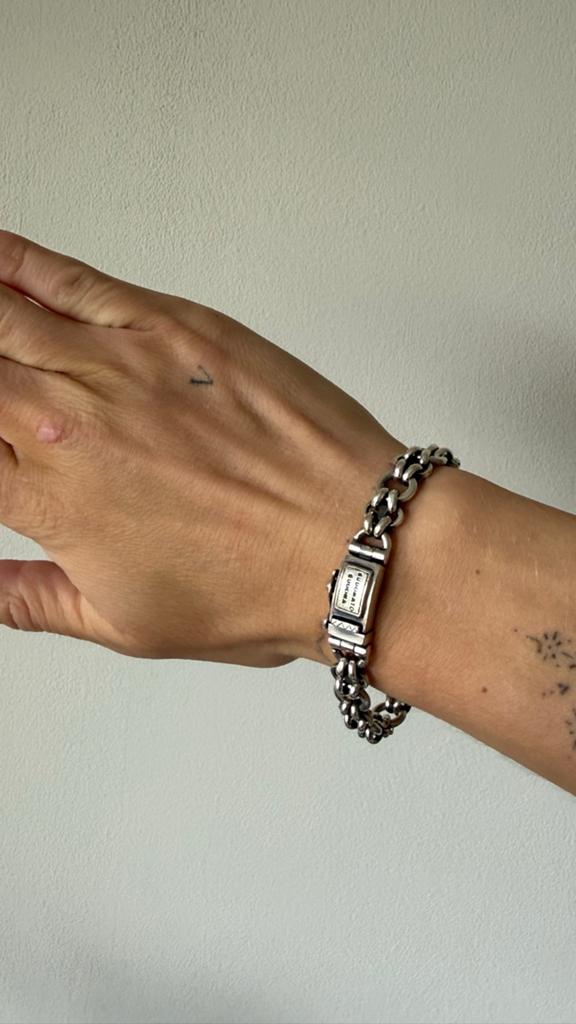 Buddha to Buddha schakelarmband, Sieraden, Tassen en Uiterlijk, Armbanden, Ophalen of Verzenden, Zo goed als nieuw, Zilver
