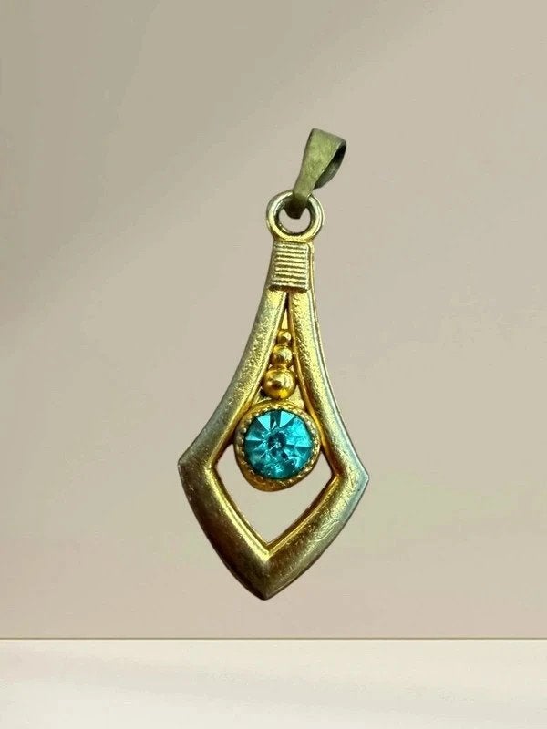 Gouden Hanger met Blauwe Steen, Sieraden, Tassen en Uiterlijk, Ophalen of Verzenden, Gebruikt, Blauw