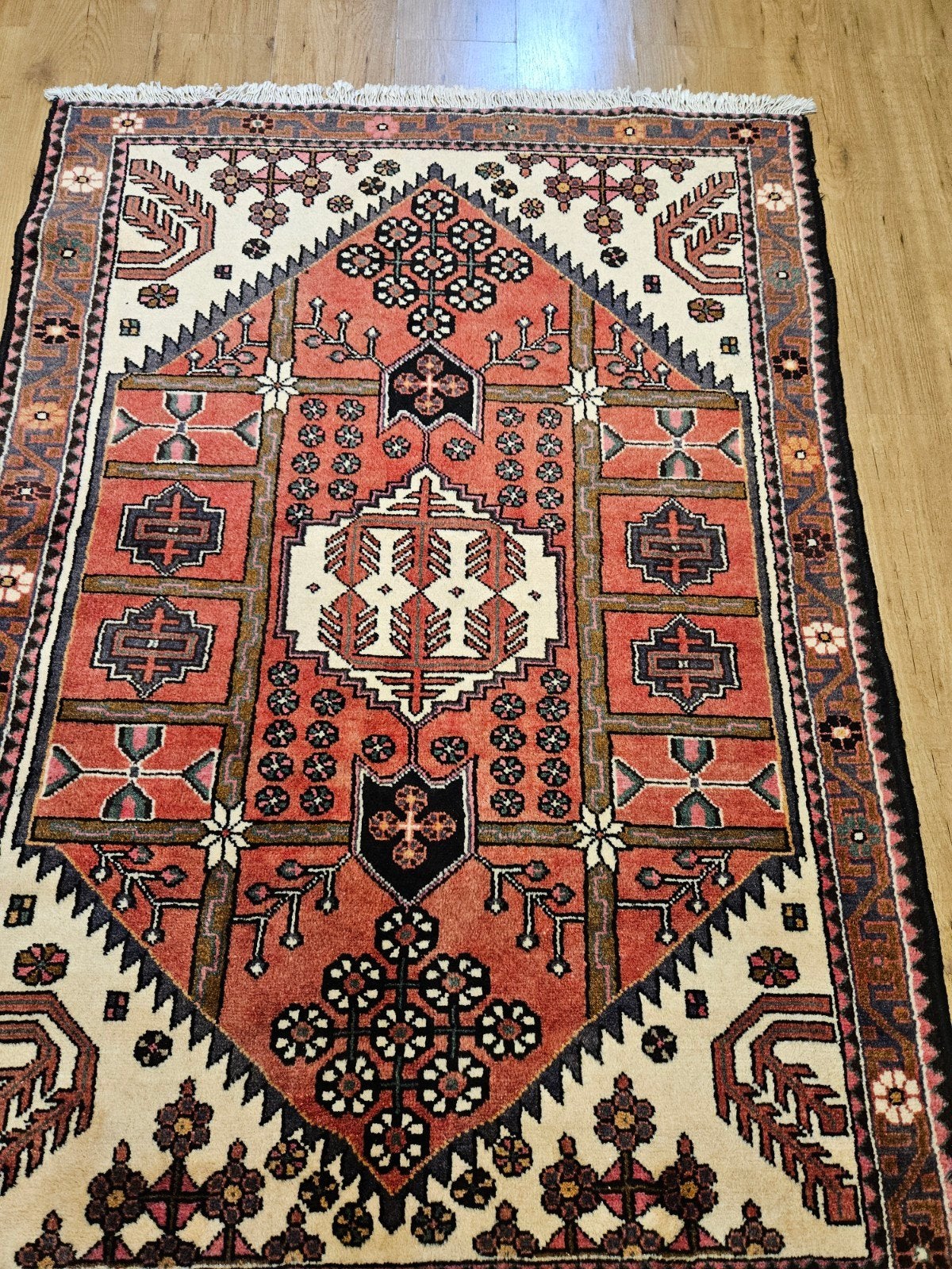 Vintage handgeknoopt perzisch tapijt hamadan 165x116, Info@SlatsAntiek.nl, Tweedehands, 100 tot 150 cm, Perzisch