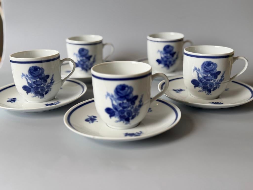 5x Winterling Röslau DE kop en schotel - Blauwe roos, Ophalen of Verzenden