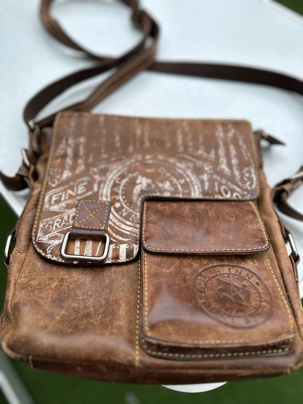 Stoere Jack's Inn 54 Schoudertas - Vintage Bruin Leer, Ophalen, Gebruikt, Bruin, Schoudertasje