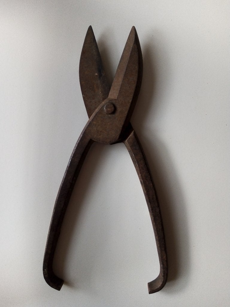 Antiek blikschaar/plaatschaar met gebogen handgrepen *20 cm*, Antiek en Kunst, Ophalen of Verzenden