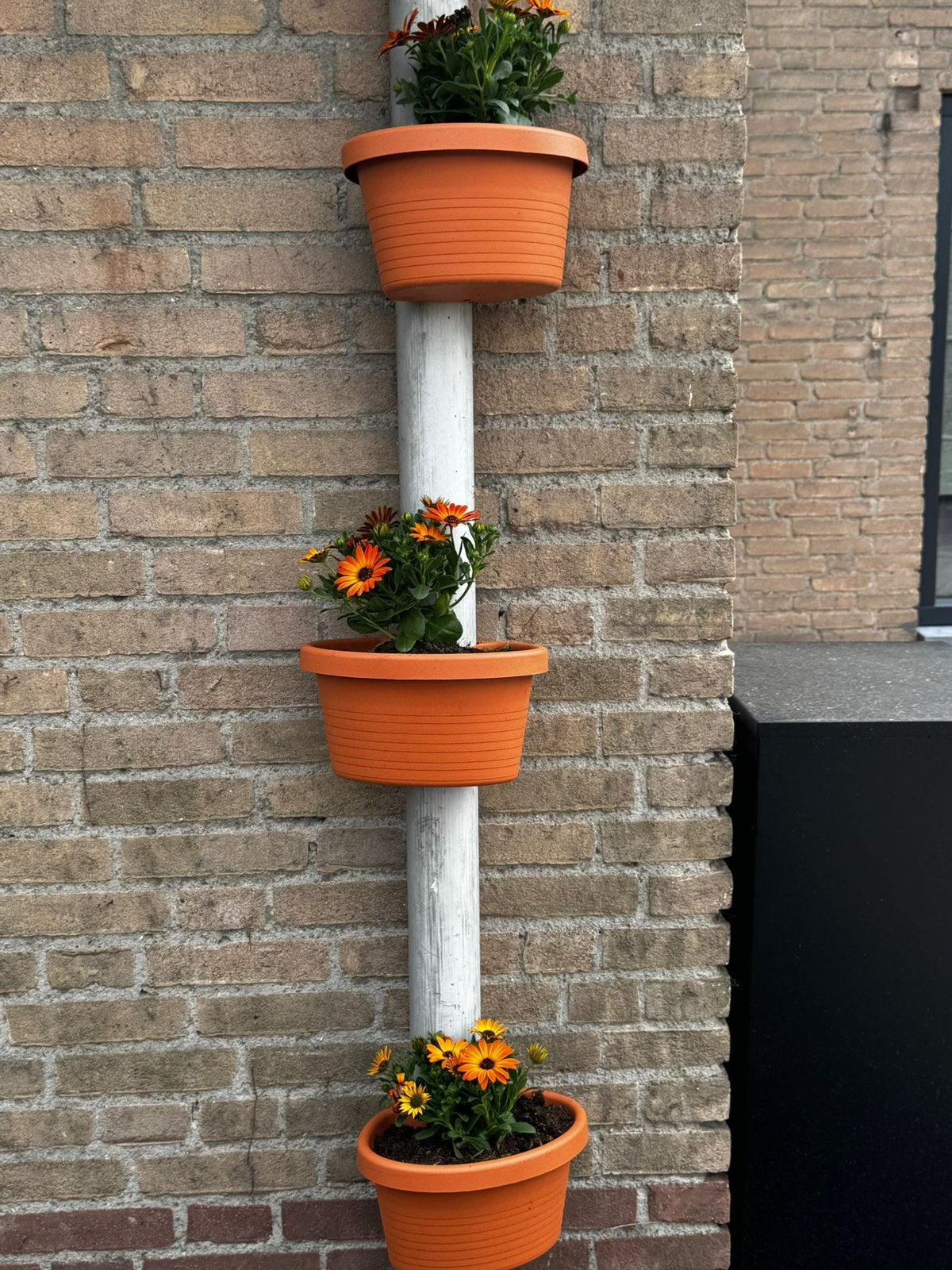 Nieuw in doos 3 x regenpijp bloembakken, Kunststof, Minder dan 30 cm, Rond, Ophalen of Verzenden