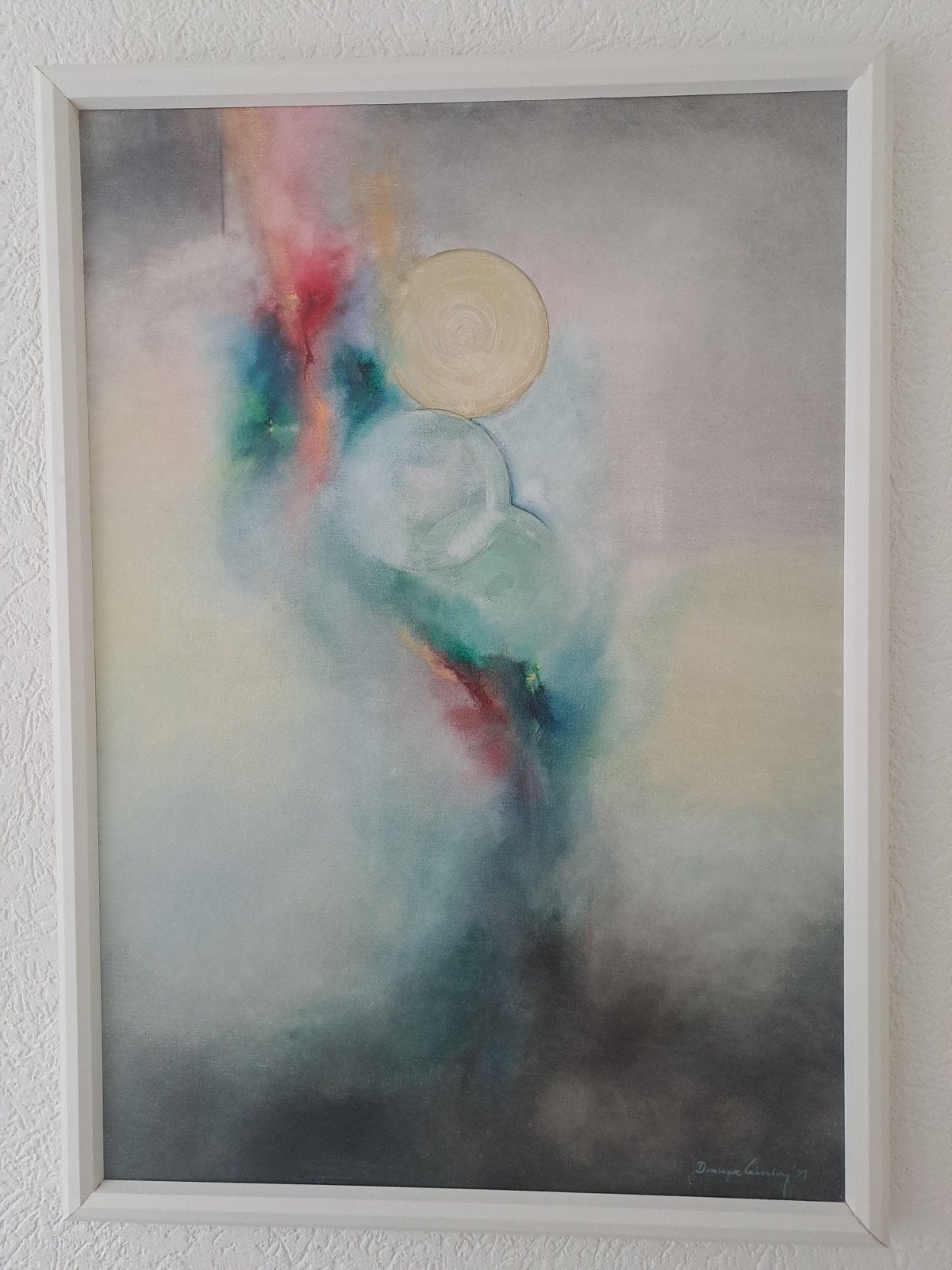 Abstract olieverfschilderij van Dominique Labordery (1991), Antiek en Kunst, Ophalen