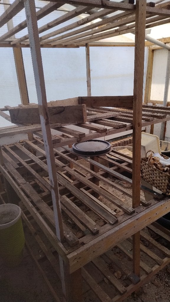 Hard houten stellingen uit tuinkasje, Tuin en Terras, Ophalen, Gebruikt, Overige typen, Hardhout
