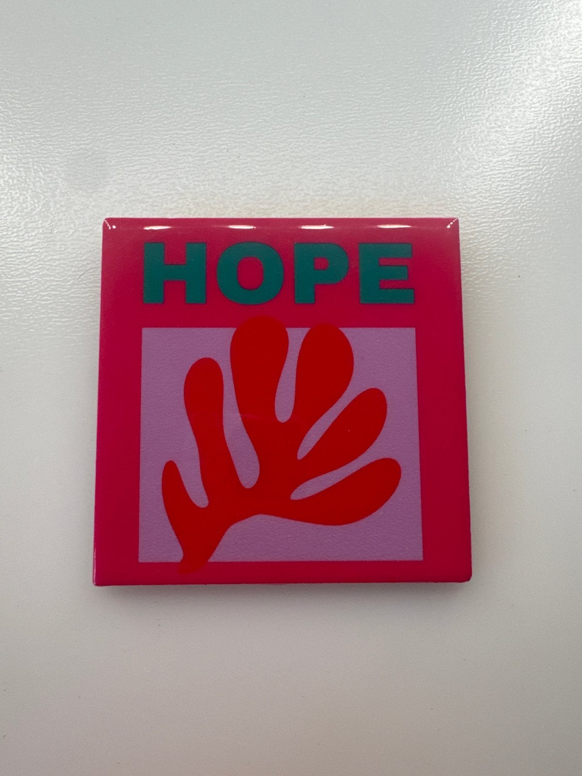 Wandtegel 'HOPE' - Roze/Paars met Bladmotief, Meerkleurig, Steen/keramiek, Ophalen of Verzenden, Zo goed als nieuw