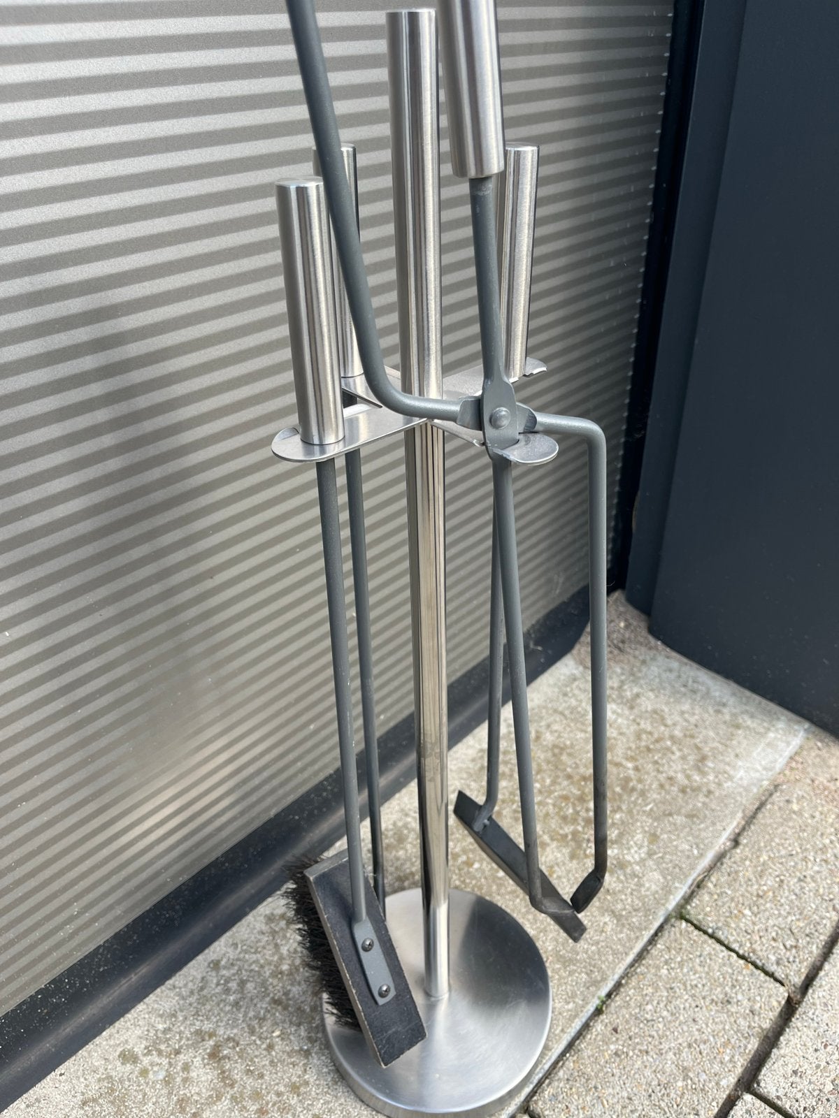 Schitterend R.V.S. 5-delig Haardstel - 68 cm hoog, Huis en Inrichting, Ophalen of Verzenden, Gebruikt, Overige soorten