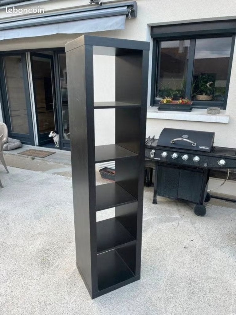 5 vaks Kallax expedit vakkenkast open kast 5x1 zwart Ikea, Ophalen, Minder dan 50 cm, 5 laden of meer, Zo goed als nieuw