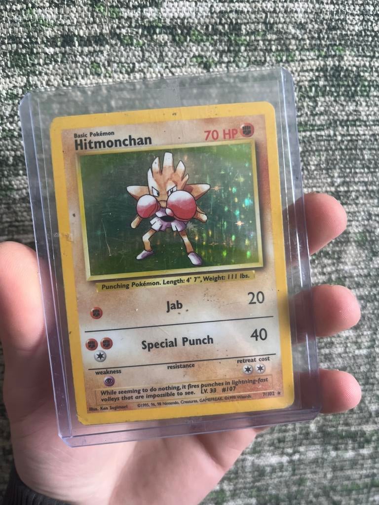 Hitmonchan Holo Base Set, Ophalen of Verzenden, Gebruikt, Losse kaart, Foil