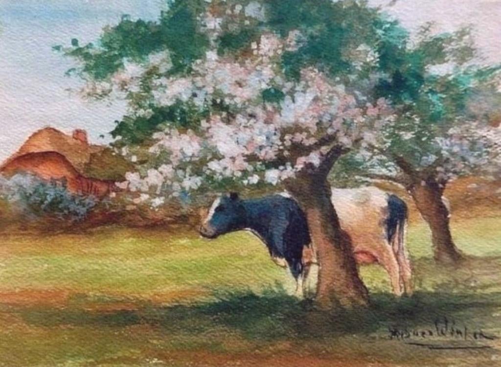 Aquarel.. Hub van Winkel ... gesigneerd ..., Ophalen of Verzenden