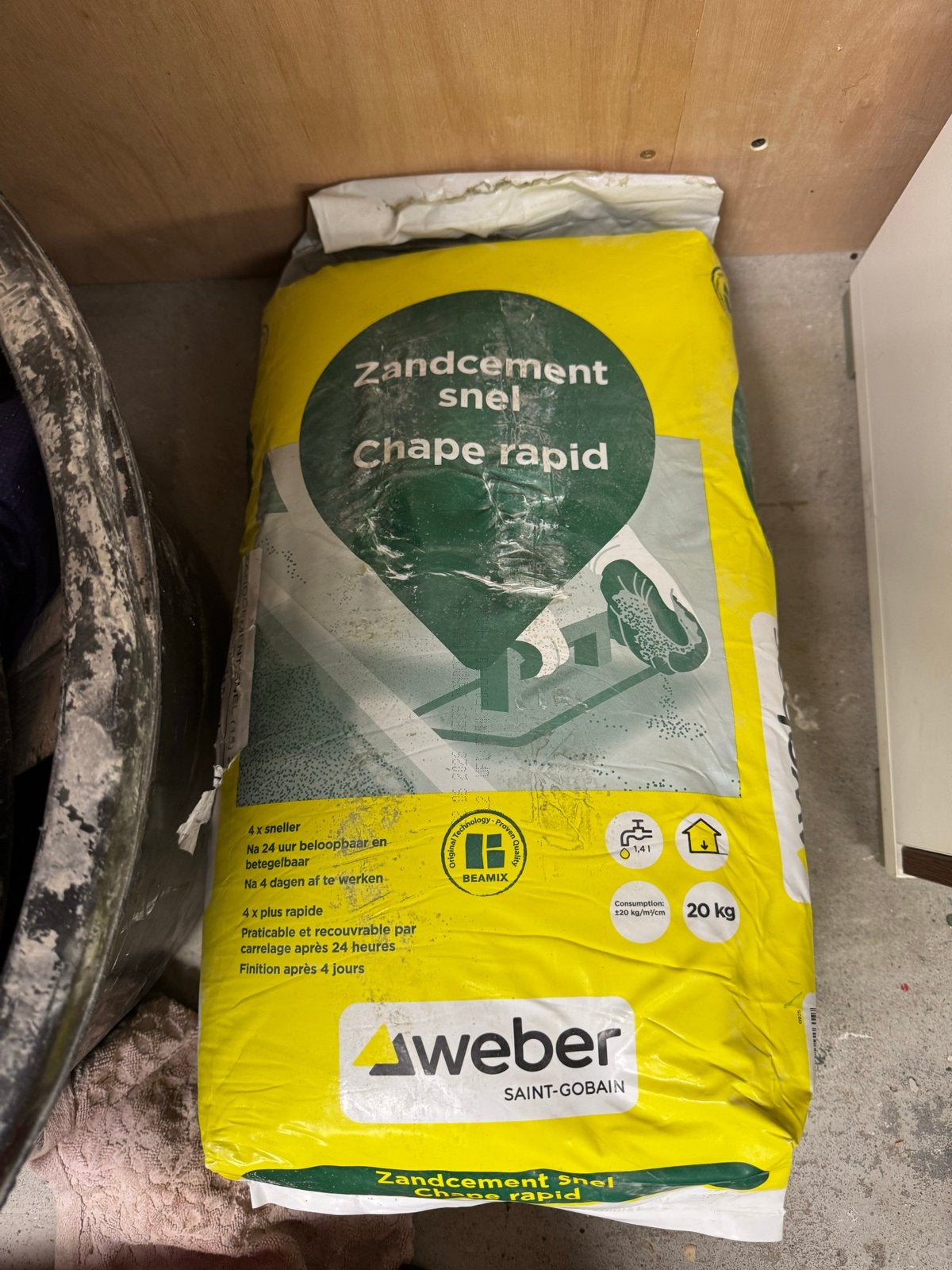 Weber Beamix Zandcement Snel Chape Rapid 20 kg, Ophalen, Nieuw, Minder dan 20 cm, 10 m² of meer