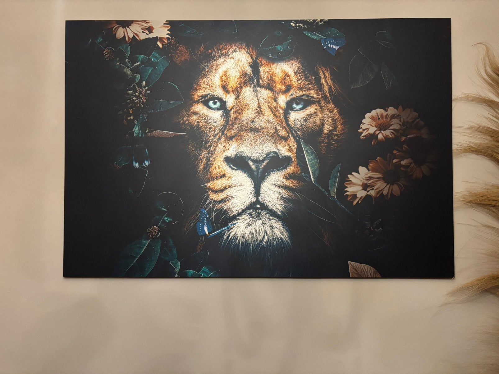 Lion LS schilderij leeuw op dibond 100x150 poster junkie, Ophalen