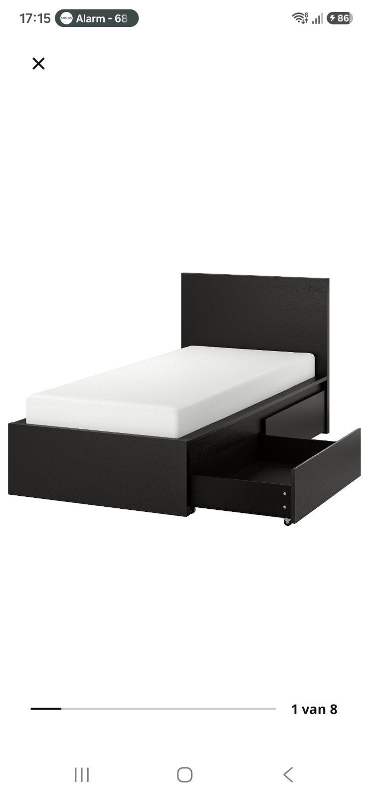 IKEA Malm bed 90x200 met lattenbodem, Huis en Inrichting, Slaapkamer | Matrassen en Bedbodems, Ophalen, Gebruikt, 90 cm, Eenpersoons