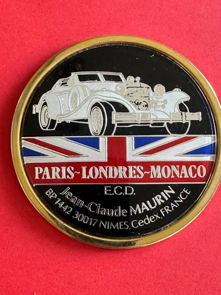 Paris - Londres - Monaco badge bordje ECD. Voor Uw oldtimer, Ophalen of Verzenden, Gebruikt, Gebruiksvoorwerp