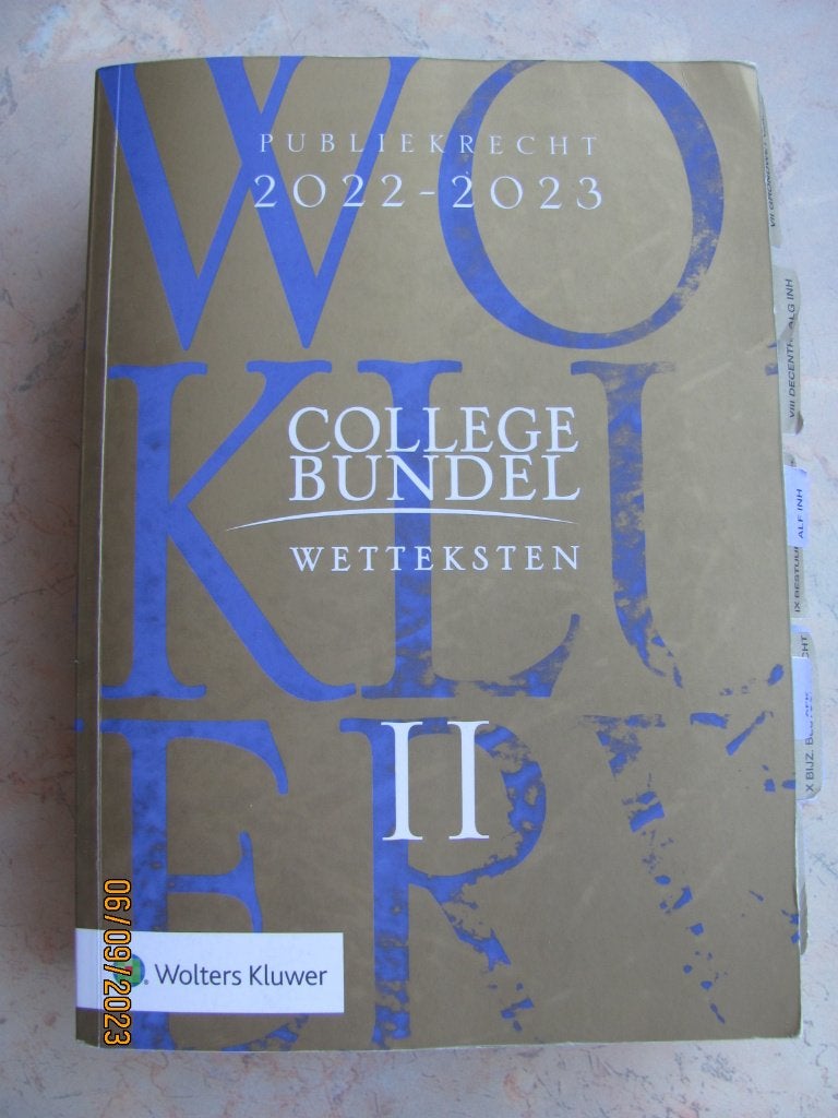 COLLEGEBUNDEL wetteksten deel 2 Publiekrecht 2022-2023 IZGS, Ophalen of Verzenden, Gamma, Redactie JE van den Brink, WO