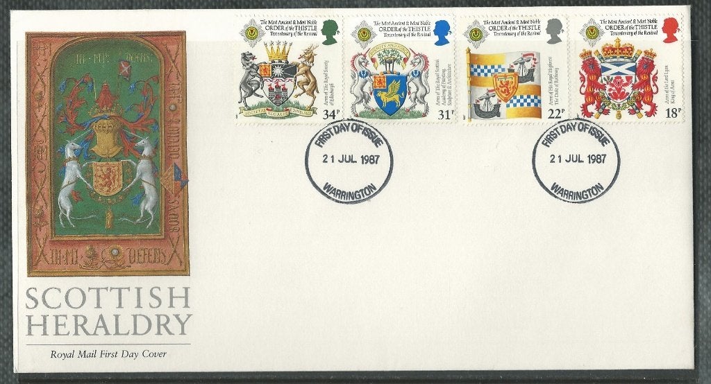 ENGELAND 1987 Scottish Heraldry op onbeschreven F.D.C., Verzenden, Gestempeld