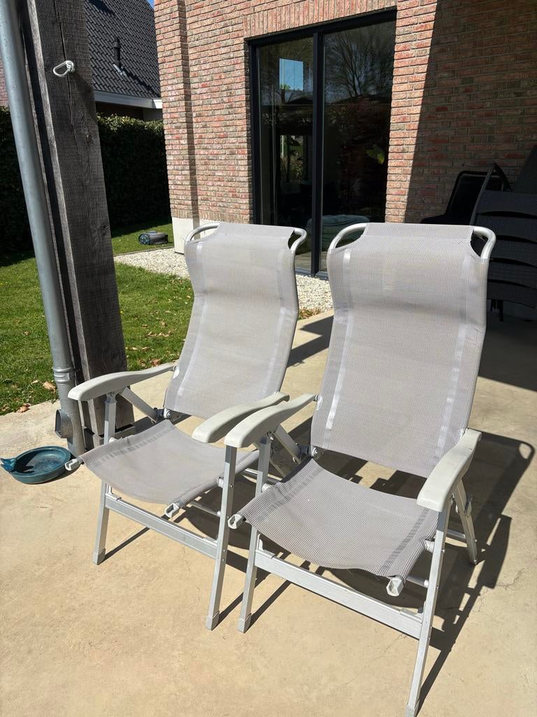 Lichtgewicht campingstoelen met afneembare voetenbankjes, Caravans en Kamperen, Kampeermeubelen, Ophalen, Gebruikt, Campingstoel
