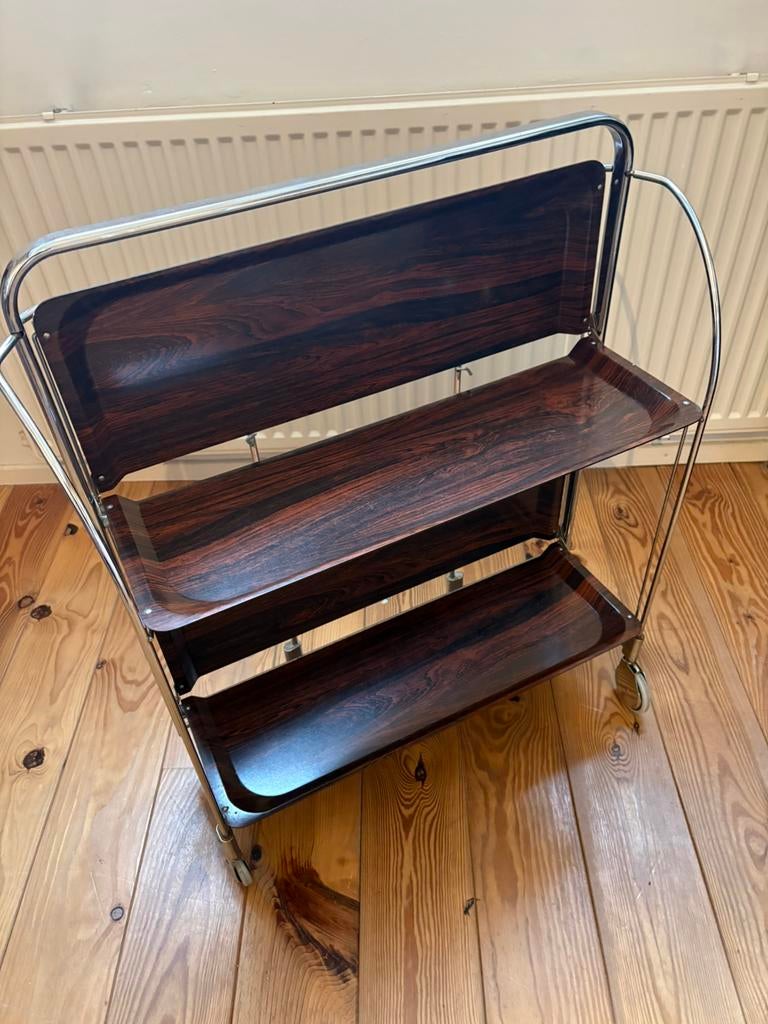 Trolley opklapbare theewagen / serveerwagen, Huis en Inrichting, Ophalen, Gebruikt, 50 tot 100 cm, Metaal
