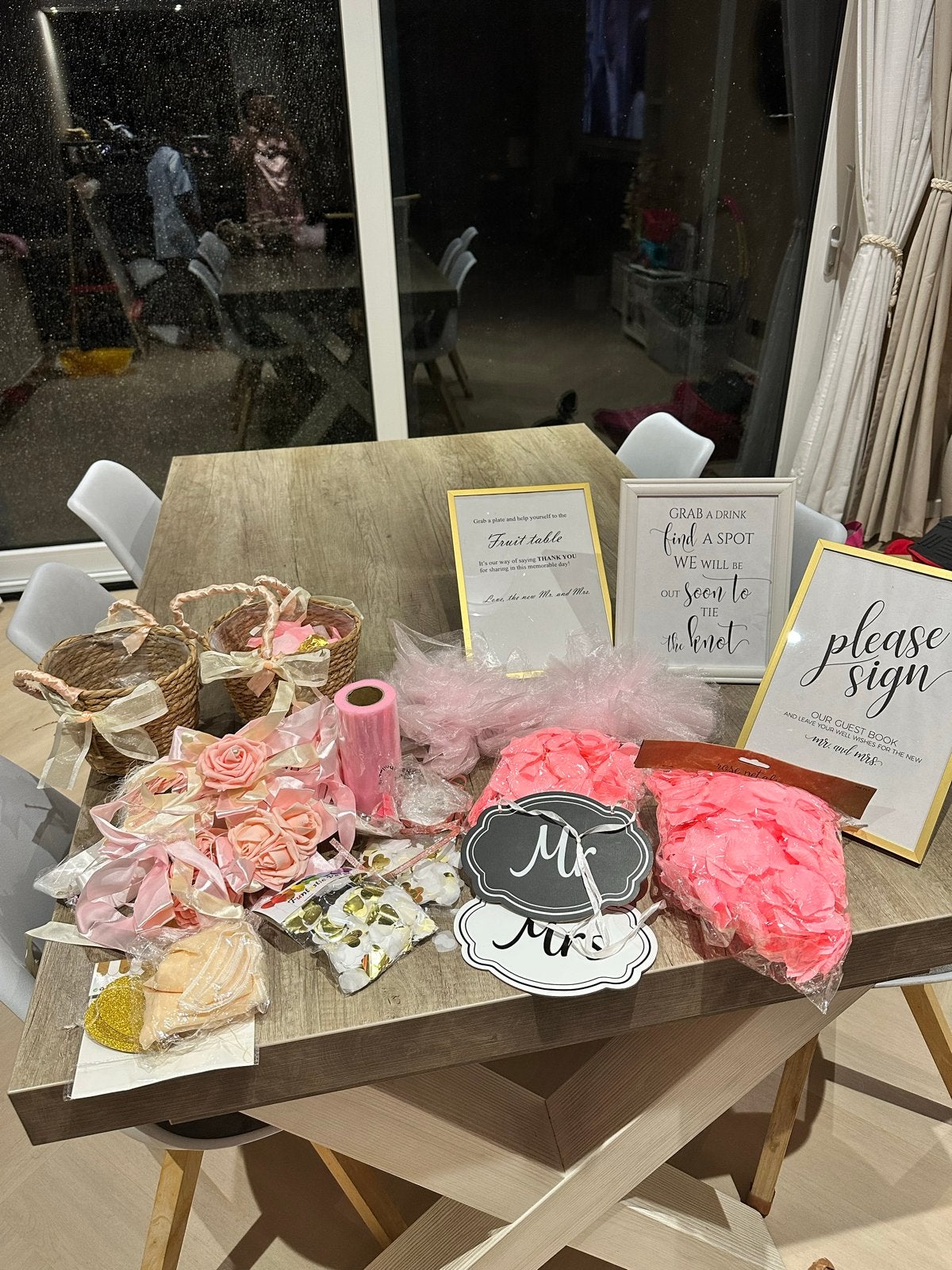Bruiloft decoratie pakket - Roze thema, Ophalen of Verzenden, Zo goed als nieuw, Versiering, Geboorte of Huwelijk