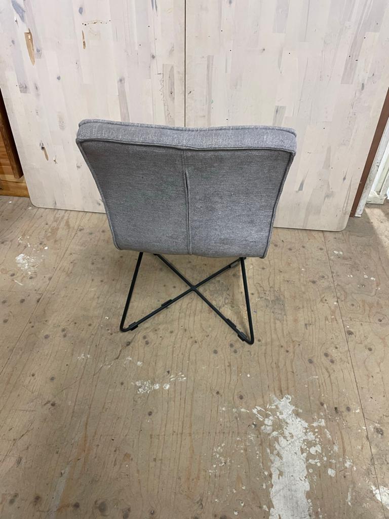 Grijze stoel met metalen onderstel - Hoogte 85cm, Ophalen, Gebruikt, Eén, Stof