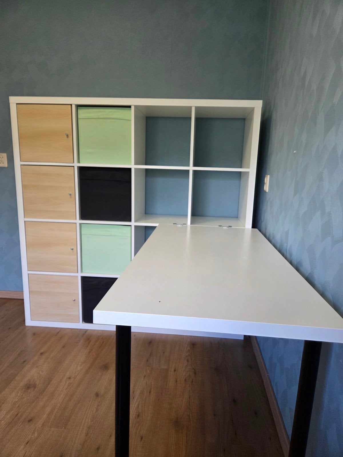 IKEA Kallax kast met bureau - Wit, Ophalen, Gebruikt, 100 tot 150 cm, 100 tot 150 cm
