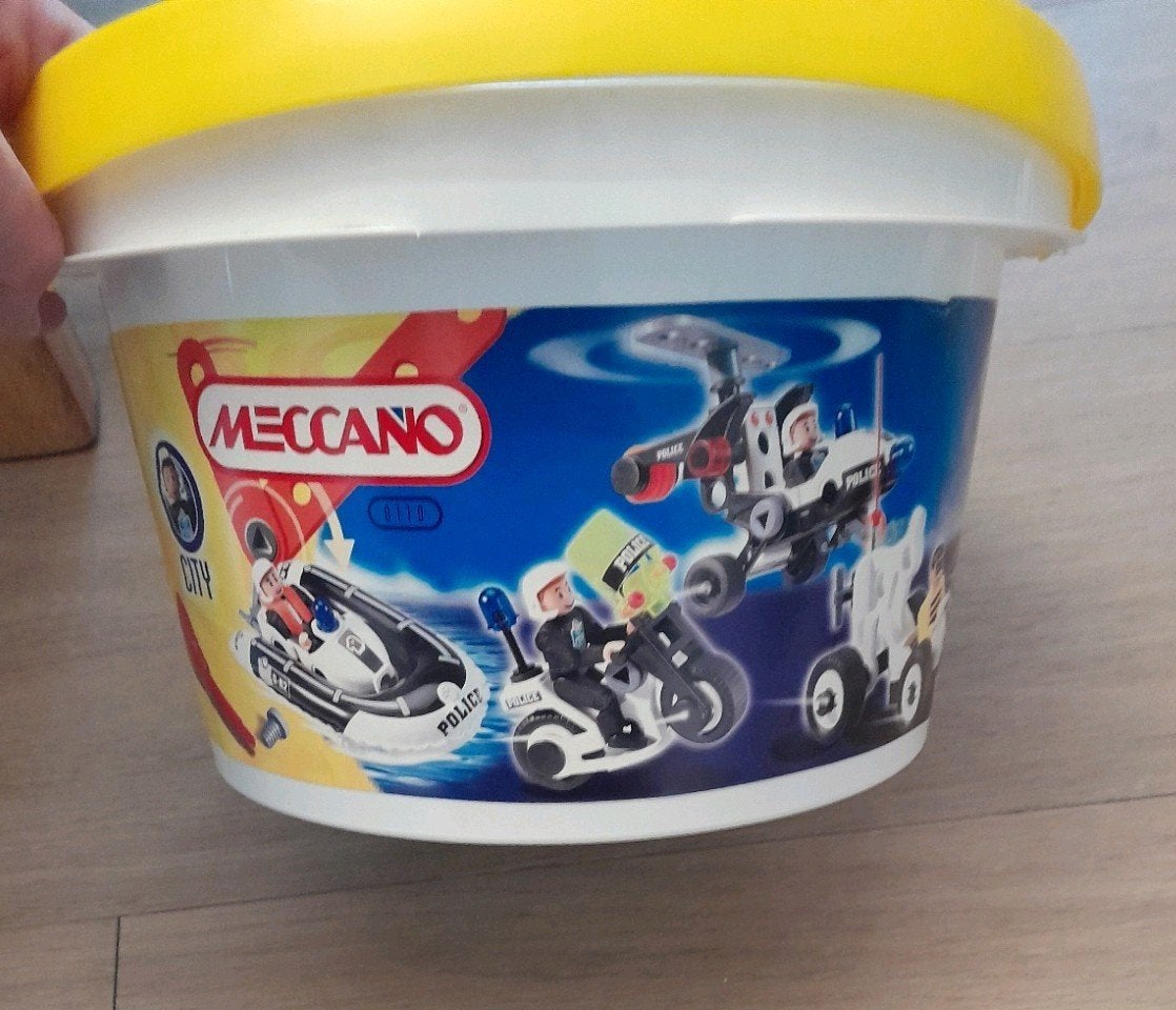 Meccano City Police speelset in emmer, Kinderen en Baby's, Speelgoed | Bouwstenen, Gebruikt, Ophalen of Verzenden