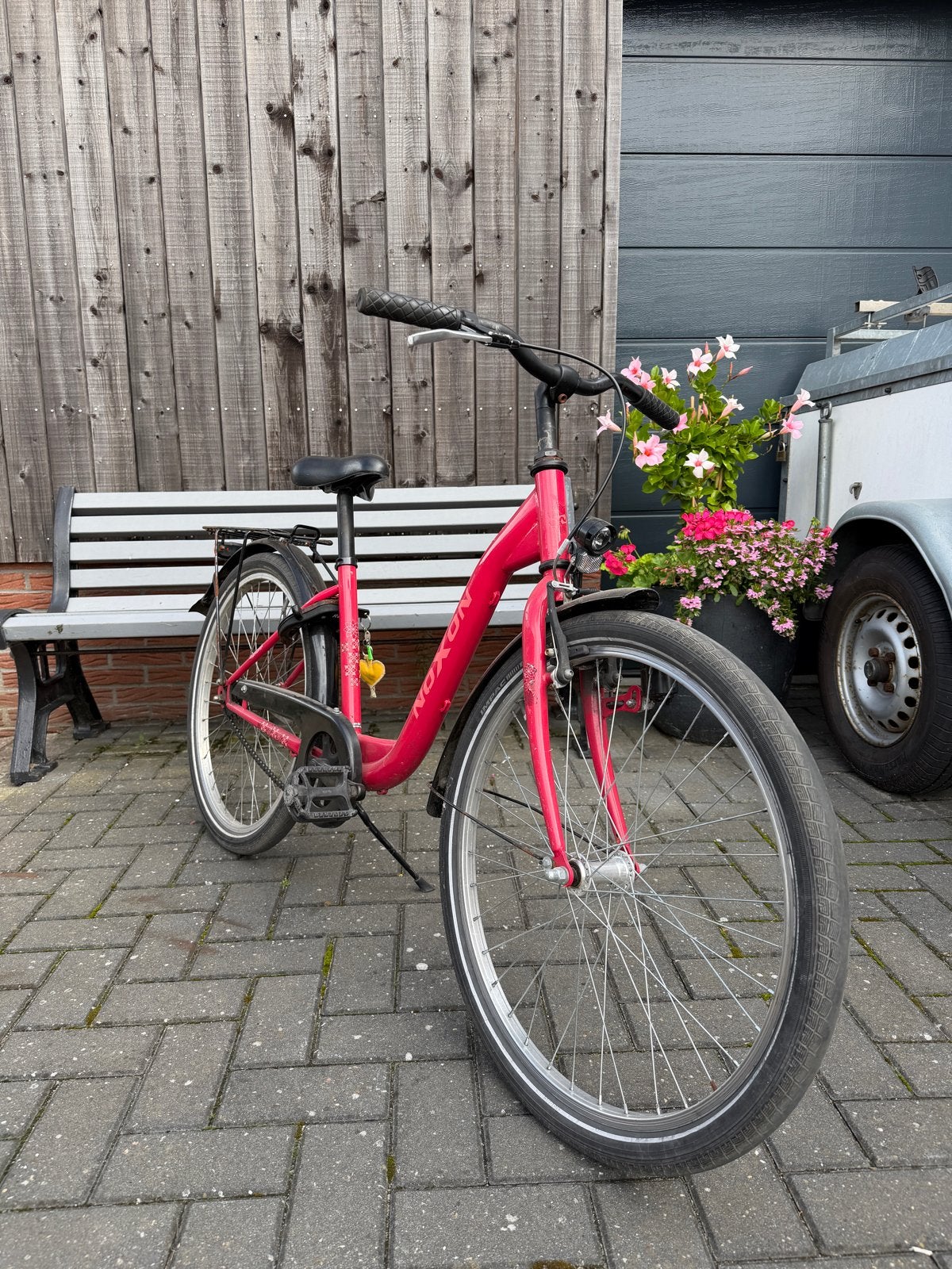 Noxon meisjesfiets 24 inch - Roze, Ophalen, Velgrem, Handrem, Gebruikt