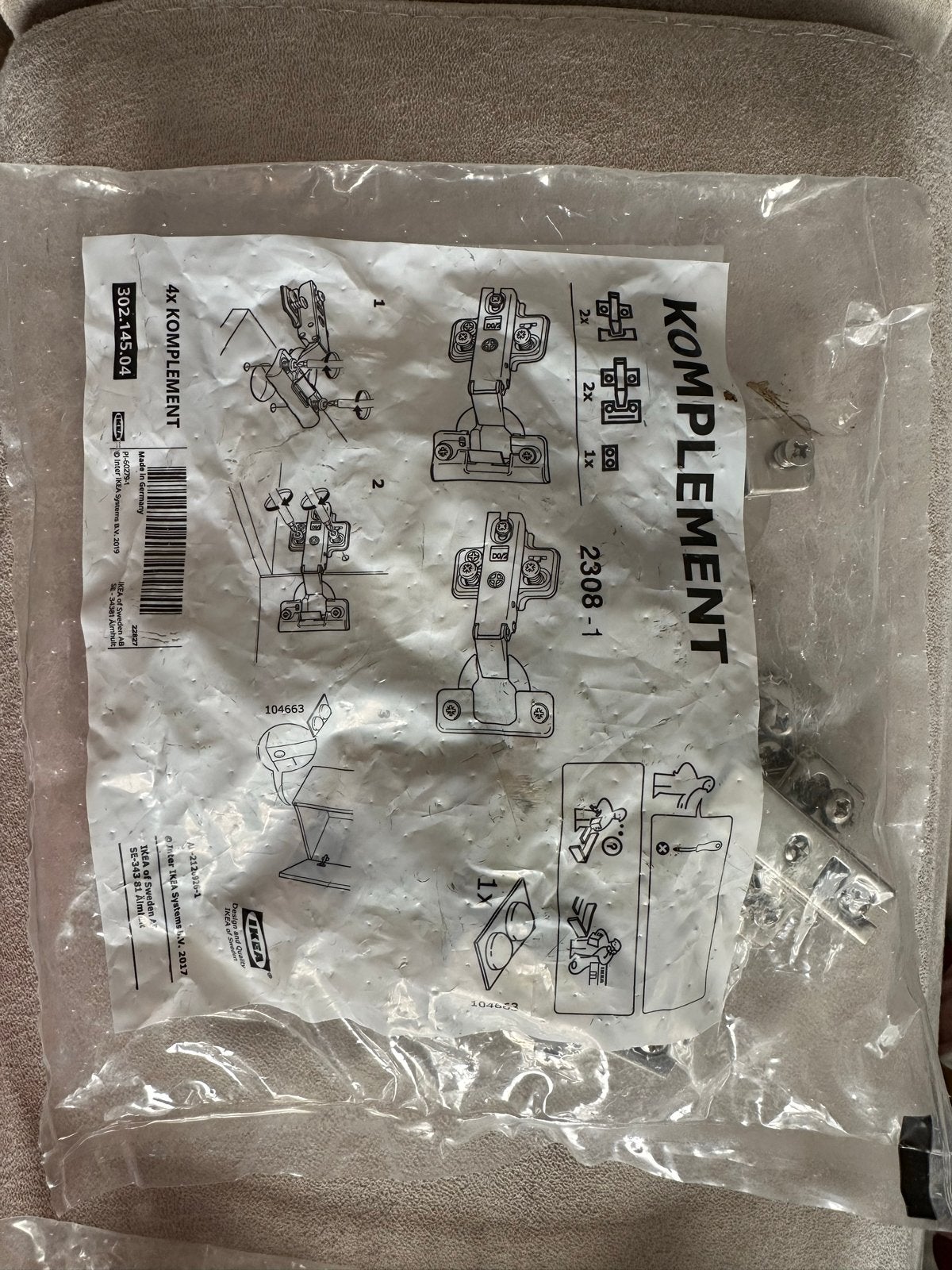 IKEA KOMPLEMENT Scharnieren x2 - 302.145.04, Ophalen of Verzenden, Nieuw, Overige materialen, Scharnier