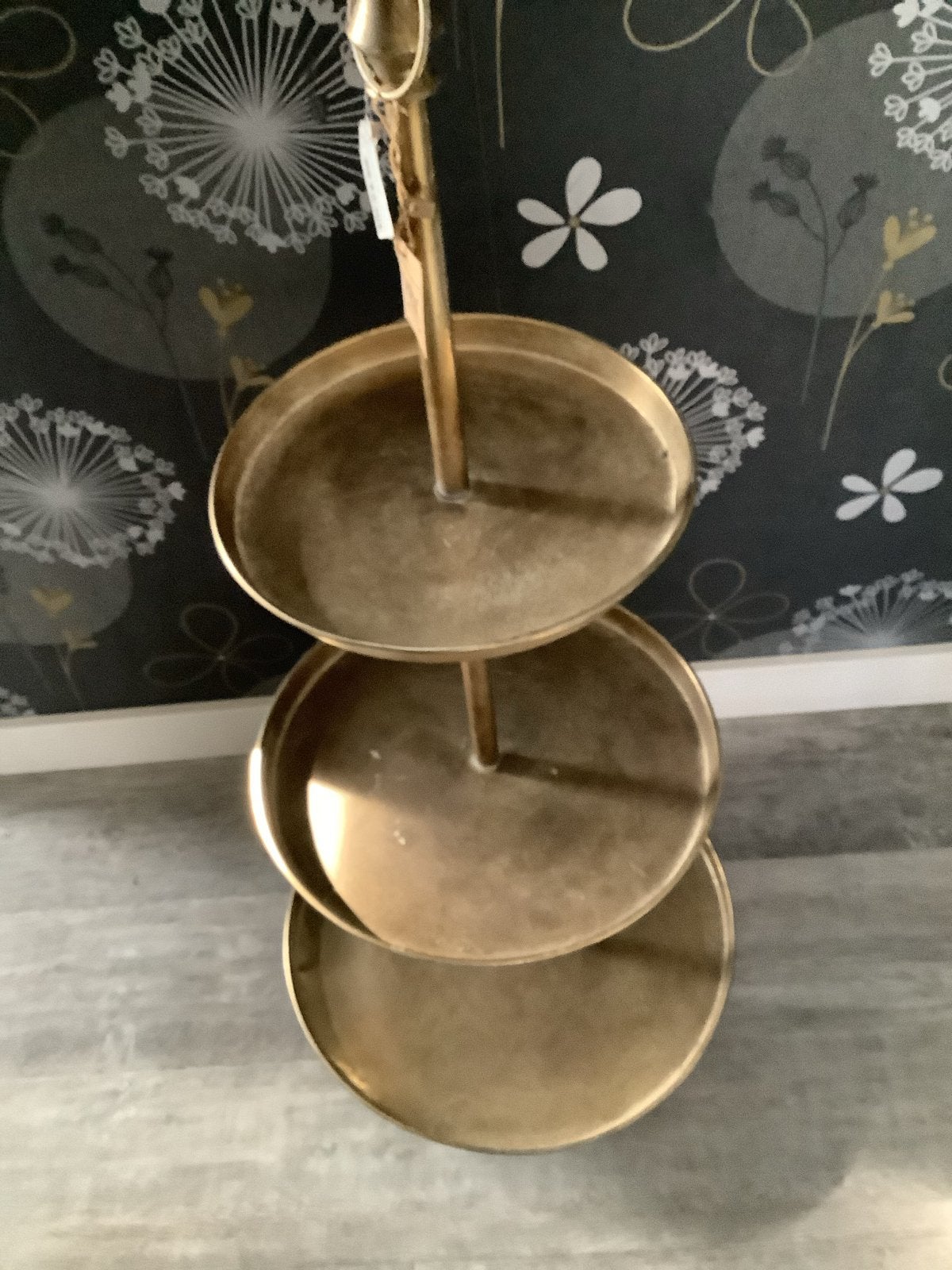 Gouden etagere met 3 lagen, Ophalen, Gebruikt, Goud, Metaal