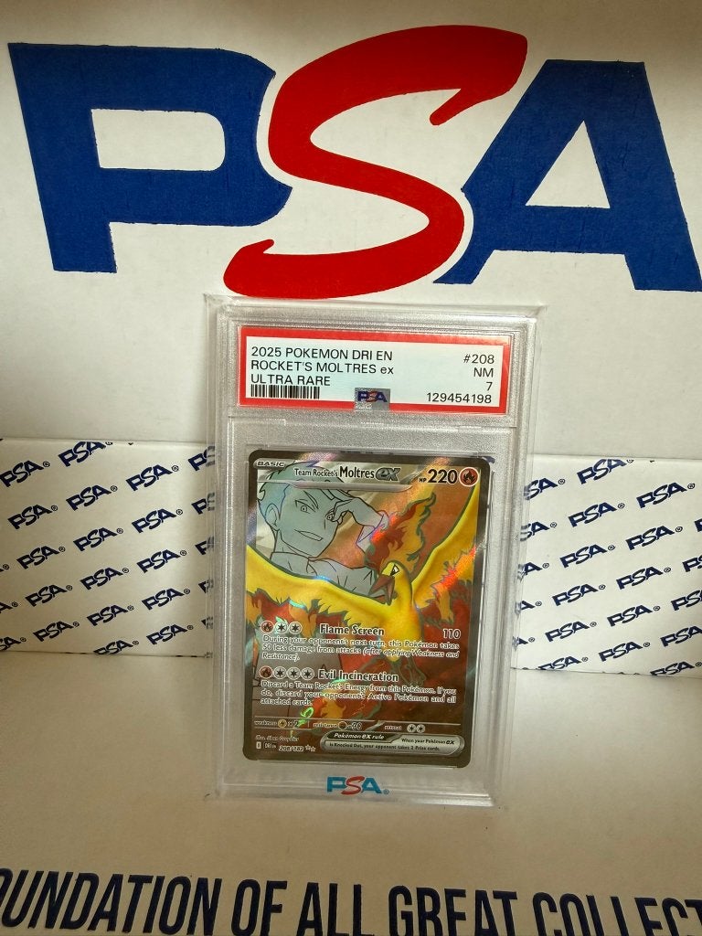 Team Rocket's Moltres ex #208 Destined Rivals Engels PSA 7, Verzenden, Zo goed als nieuw, Losse kaart