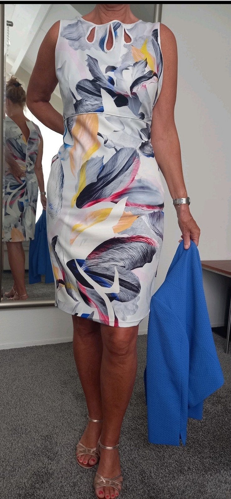 Mouwloze jurk met bloemenprint maat 46, Steps, Ophalen of Verzenden, Zo goed als nieuw, Meerkleurig