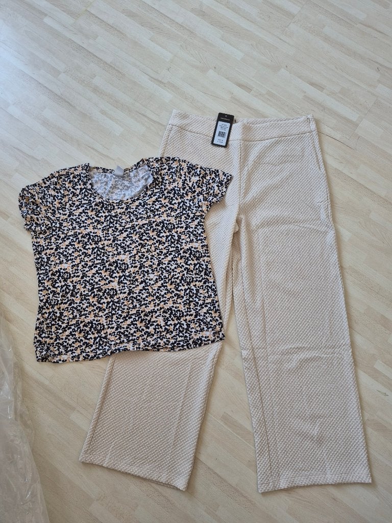 NIEUW wijde dunne broek norah + tshirt ichi maat xxl 44, Beige, Maat 42/44 (L), Nieuw, Ophalen of Verzenden
