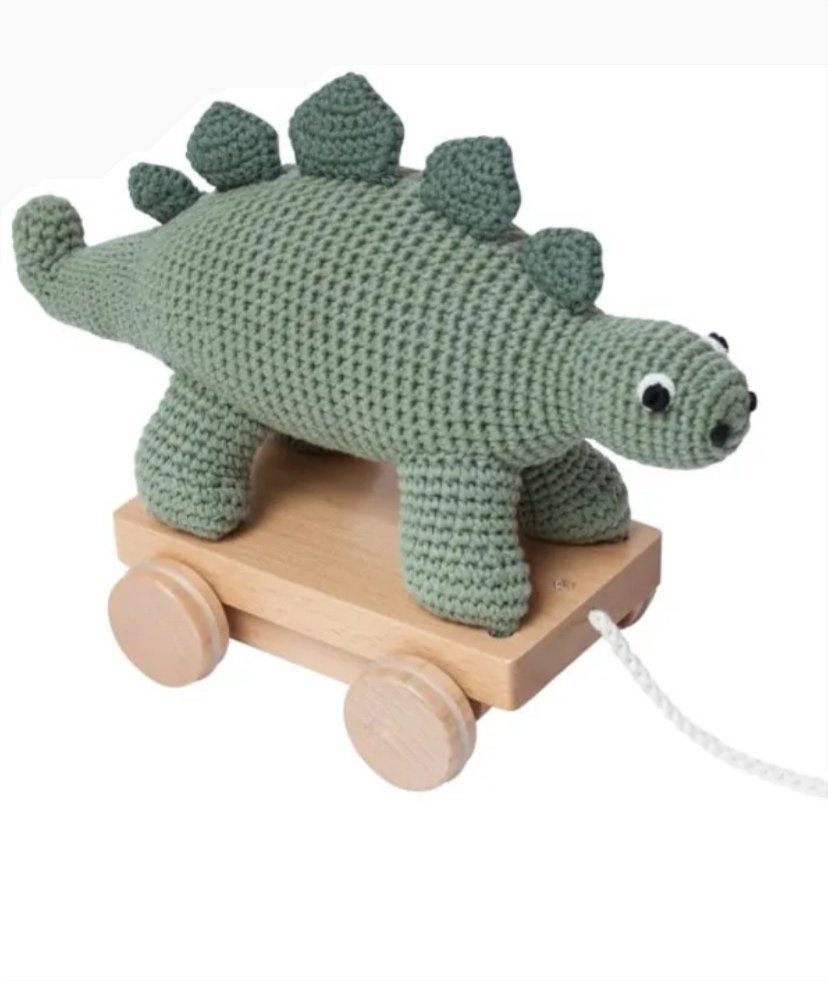 Sebra gehaakte dino - trekdier, Kinderen en Baby's, Speelgoed | Houten speelgoed, Ophalen of Verzenden, Nieuw, Duw- of Trekspeelgoed
