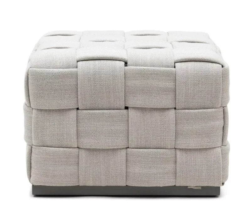 NIEUW IN DOOS - Riviera Maison Room 48 Poef fabflax, Ophalen, Zo goed als nieuw, Rond, Minder dan 50 cm