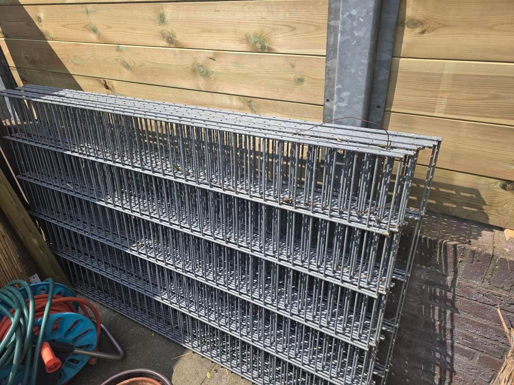 7x Dubbelstaafmat Hekwerk 110x175 cm Gegalvaniseerd, Ophalen, Zo goed als nieuw, IJzer, Dubbelstaafmat hekwerk