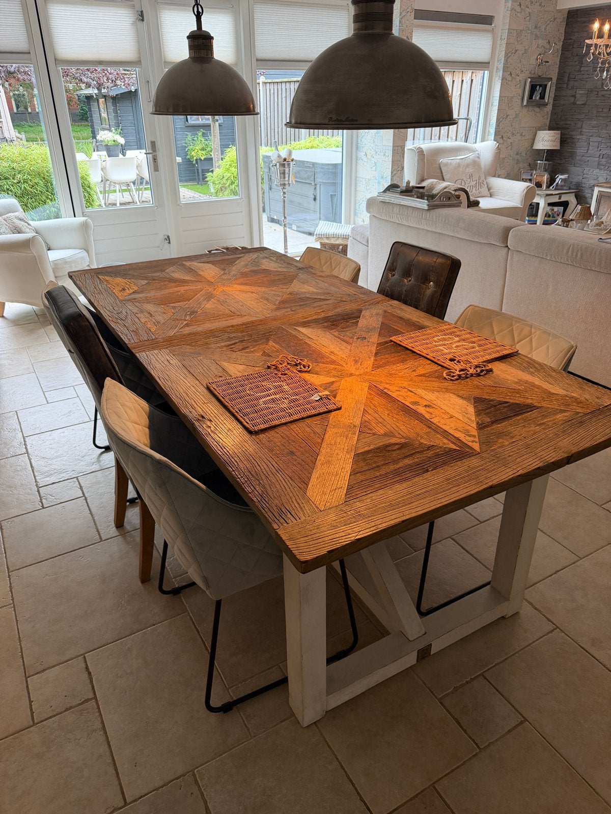 Rivièra Maison Complete Eethoek – Eettafel met 6 Stoelen, Ophalen, Zo goed als nieuw, Landelijk, 4 tot 6 stoelen