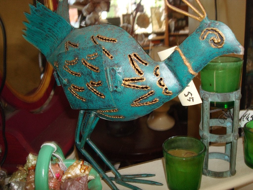 groen met goudvogel voor waxinelichtje, Waxinelichthouder, Nieuw, Ophalen of Verzenden, Metaal