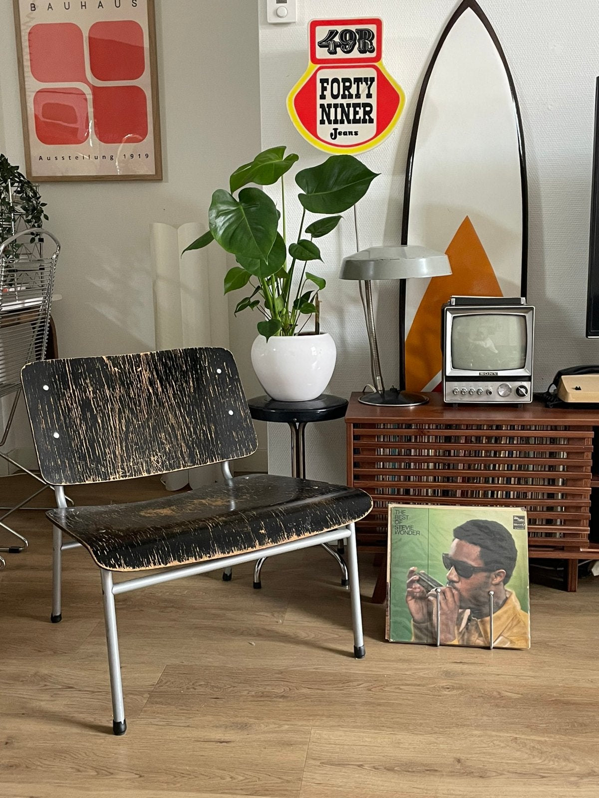 VINTAGE IKEA PLYWOOD LOUNGE CHAIR, 1980'S, Ophalen, Gebruikt, 75 tot 100 cm, 50 tot 75 cm