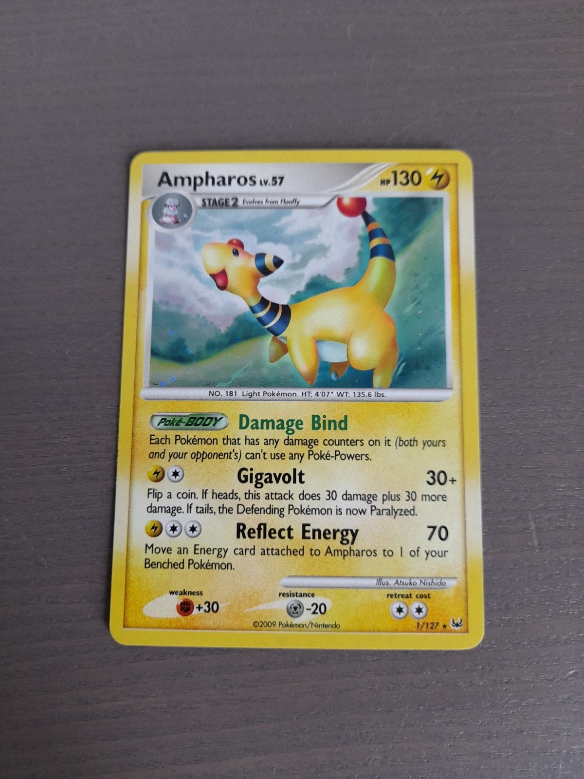 Platinum 1/127 ampharos holo, Ophalen of Verzenden, Gebruikt, Losse kaart, Foil