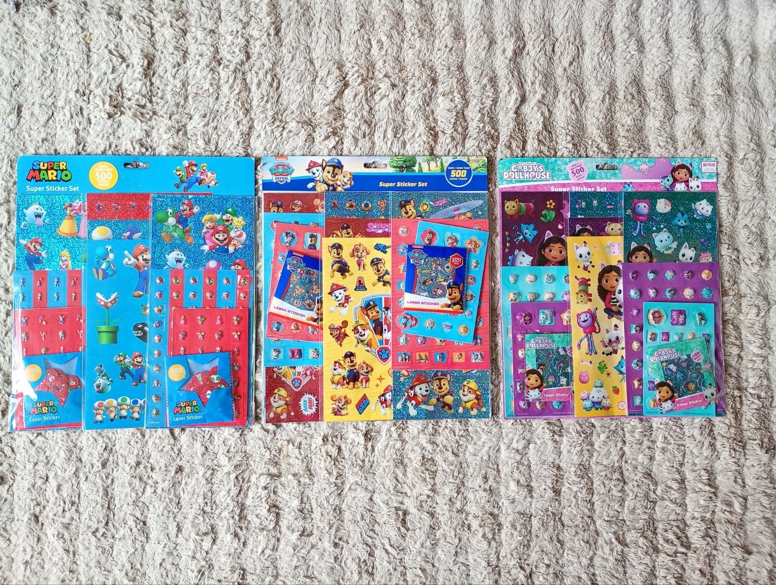 Sticker Sets: Gabby's Dollhouse, Paw Patrol, Super Mario, Ophalen of Verzenden, Nieuw, Meerdere stickers