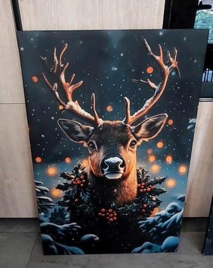 Mooie canvas kerst schilderij 90bx 120 h nieuwstaat, Ophalen