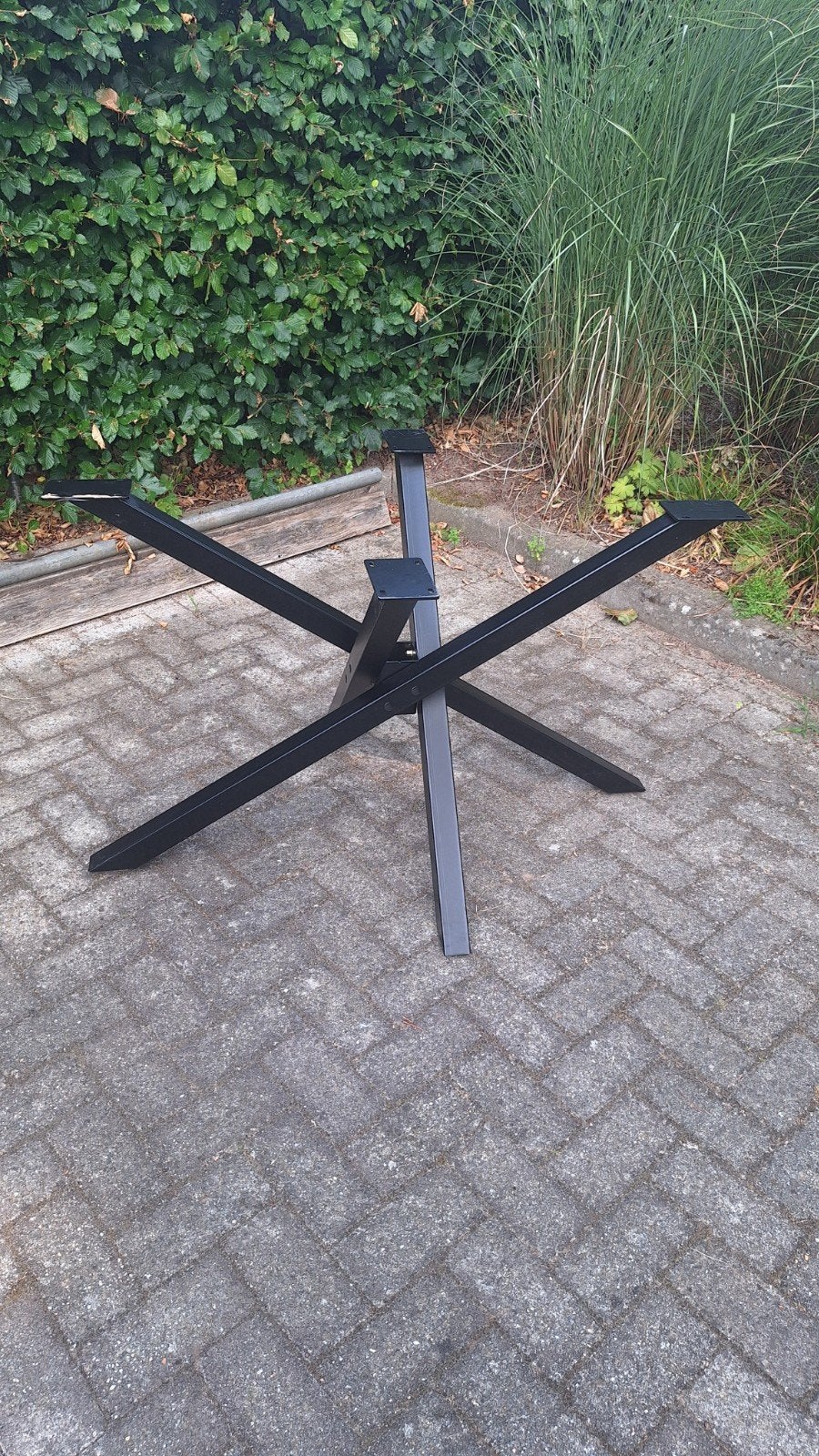 zwarte stalen Matrixpoot 121x80x72cm met verstelbare voeten, Ophalen, Tafelpoot, 100 tot 150 cm, 50 tot 100 cm