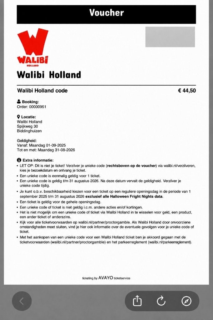 Walibi Holland - 4 tickets, Drie personen of meer, Ticket of Toegangskaart