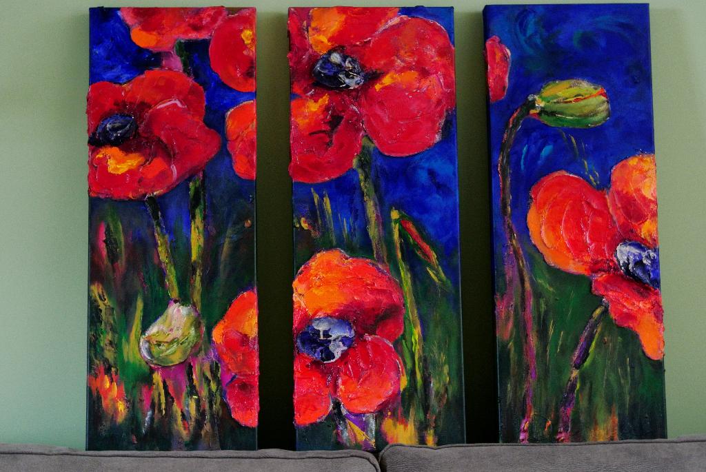 Drieluik schilderij met klaprozen, Ophalen