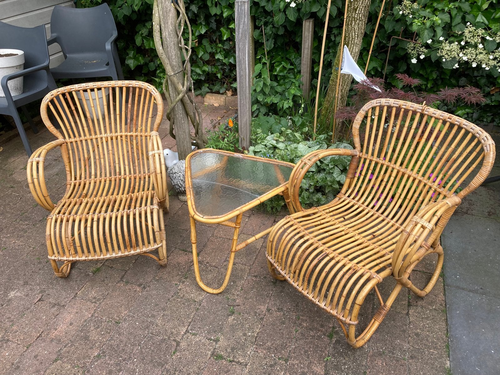 Originele vintage Rotan tuinset Rohe Noordwolde, Ophalen, Gebruikt, Rotan